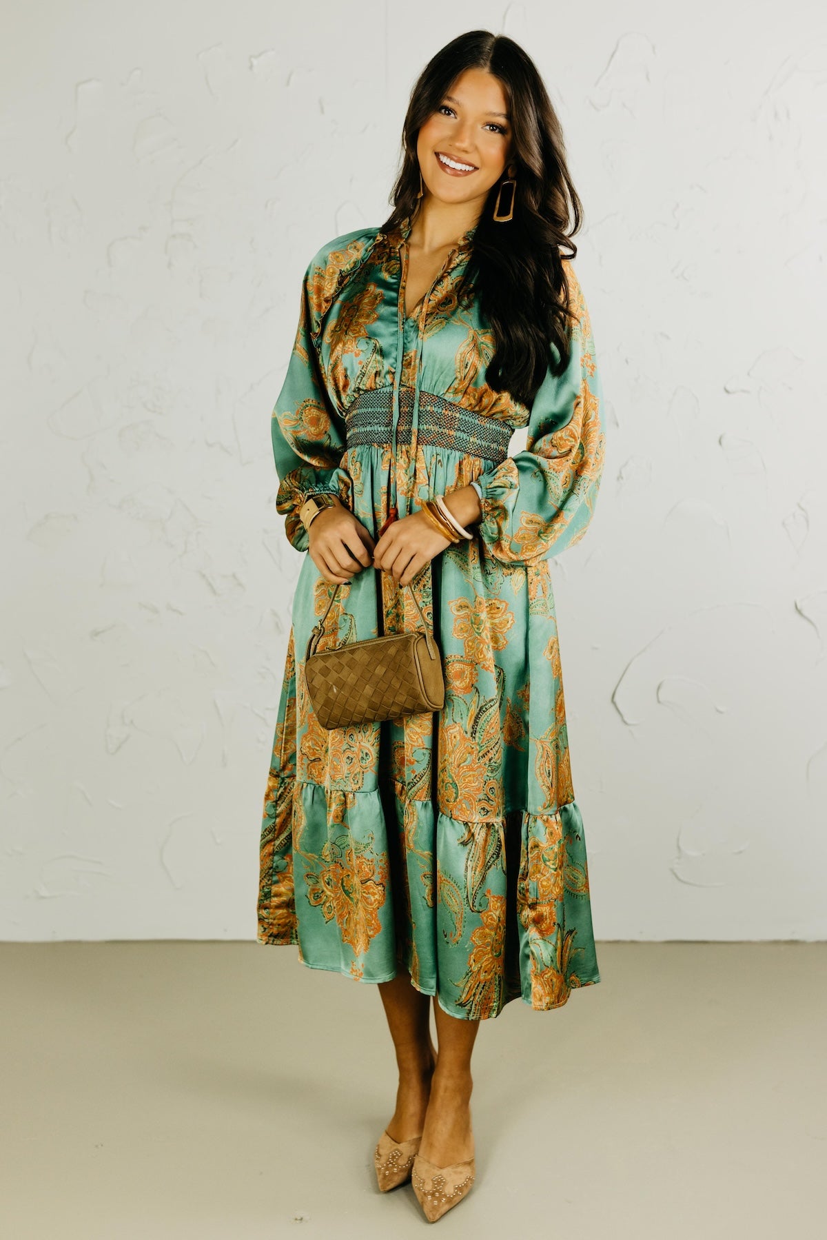 The Rowan Smocked Midi Dress