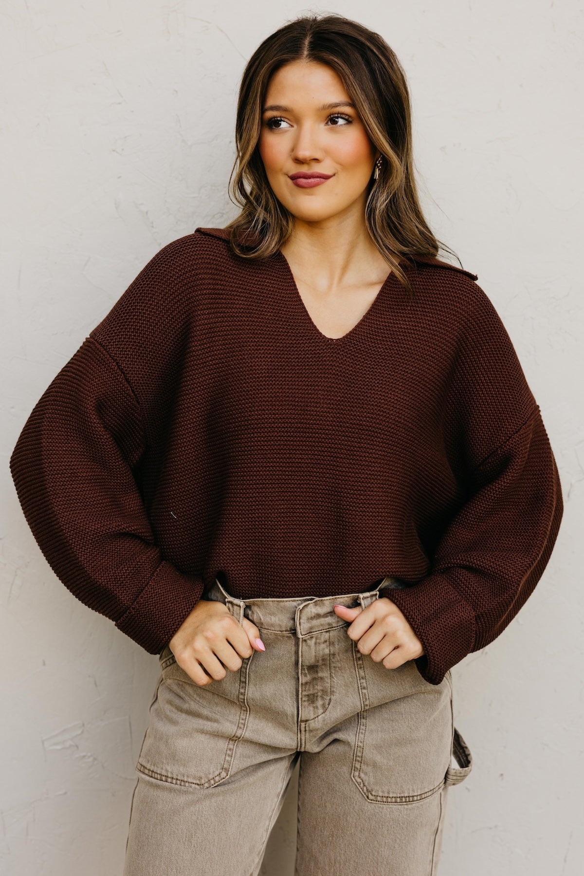 The Lala Collar V Neck Sweater