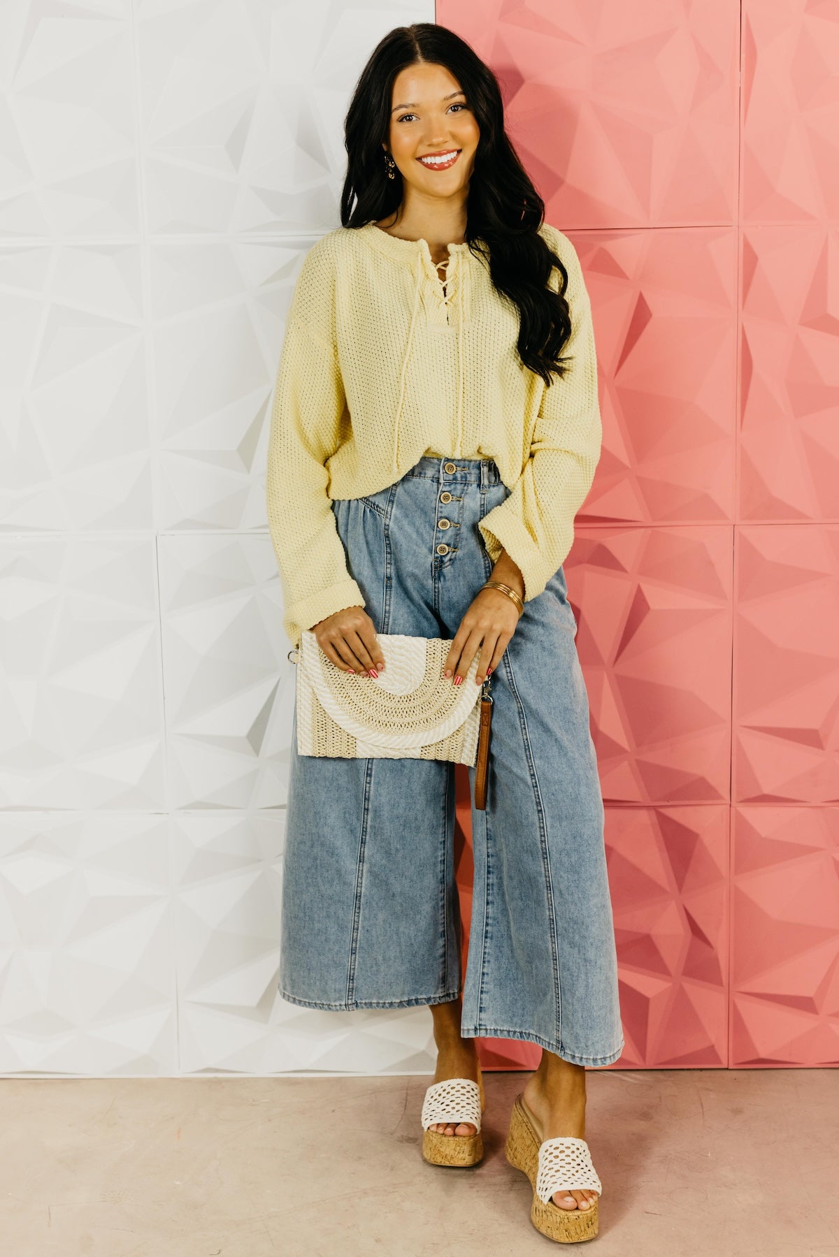 The Bentley Lace-Up Floral Back Sweater