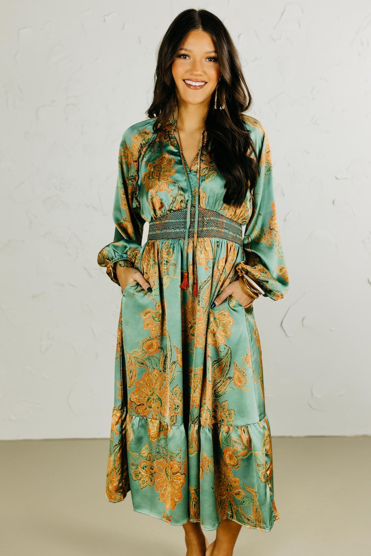 The Rowan Smocked Midi Dress