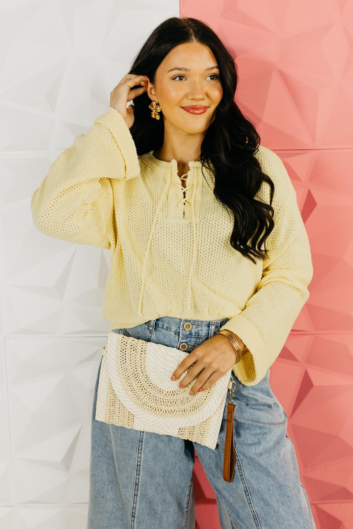 The Bentley Lace-Up Floral Back Sweater