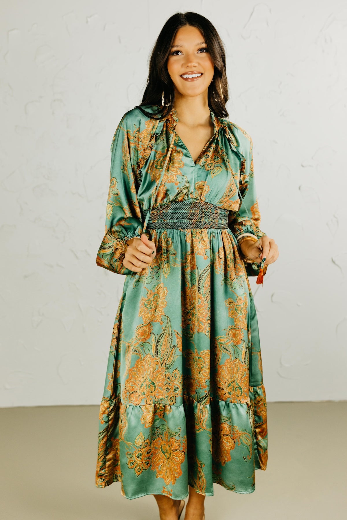 The Rowan Smocked Midi Dress