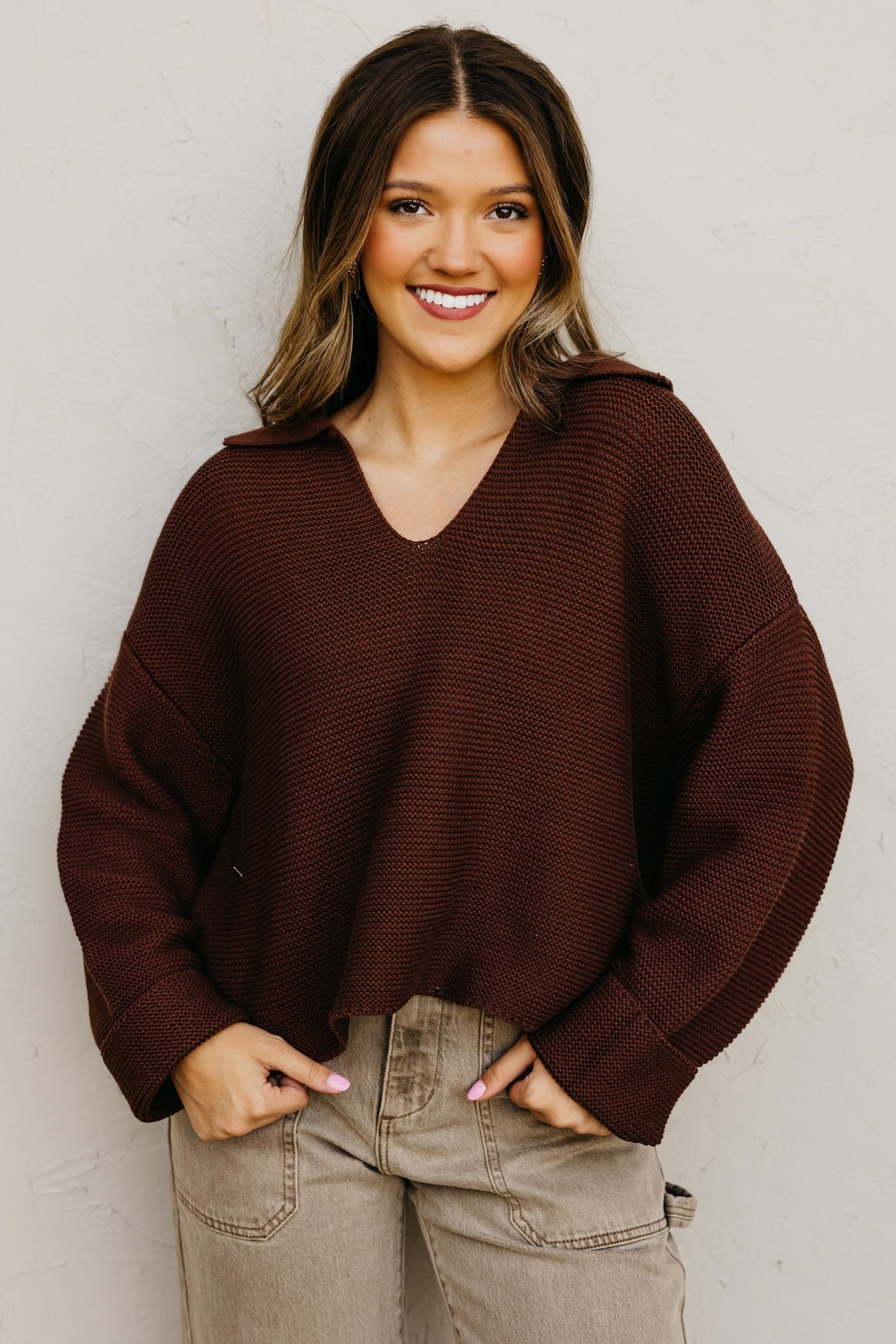The Lala Collar V Neck Sweater