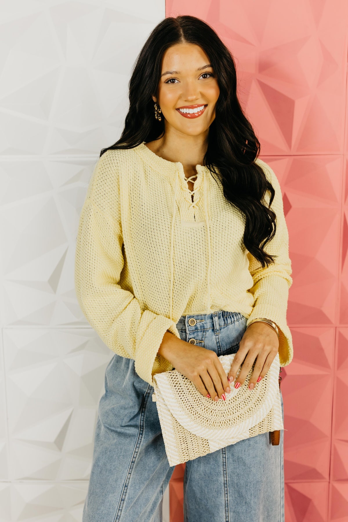 The Bentley Lace-Up Floral Back Sweater