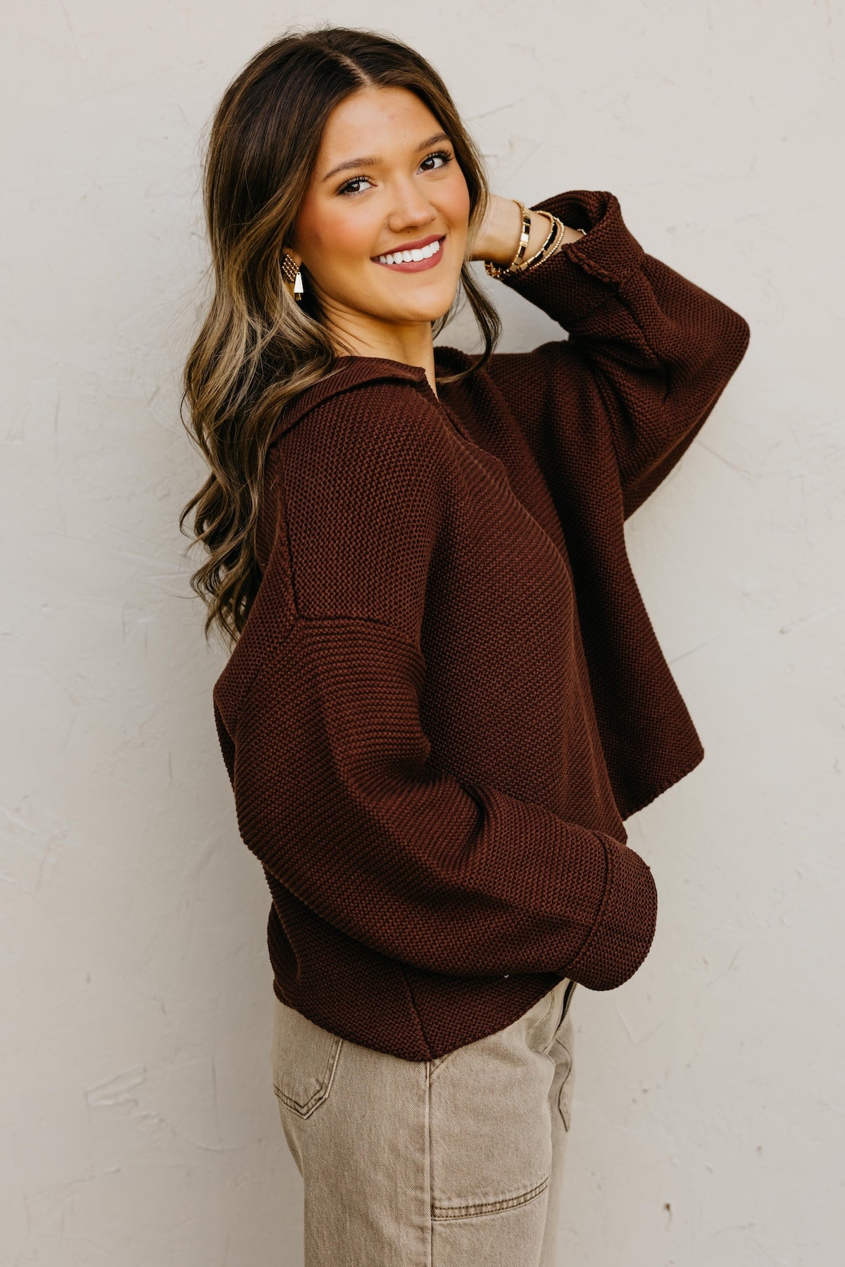 The Lala Collar V Neck Sweater