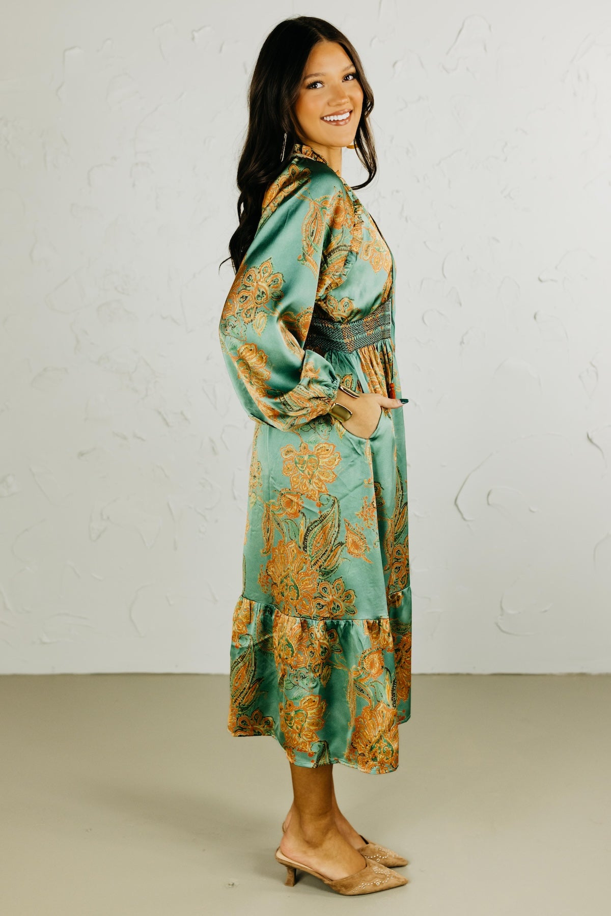 The Rowan Smocked Midi Dress