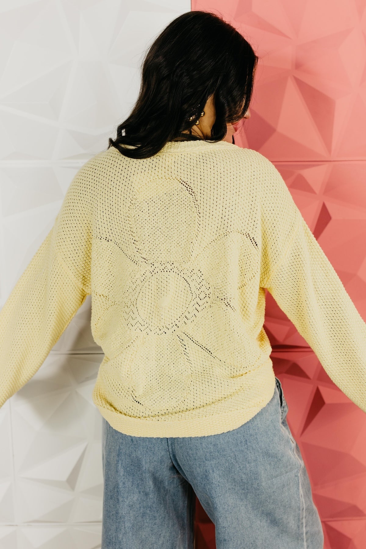 The Bentley Lace-Up Floral Back Sweater