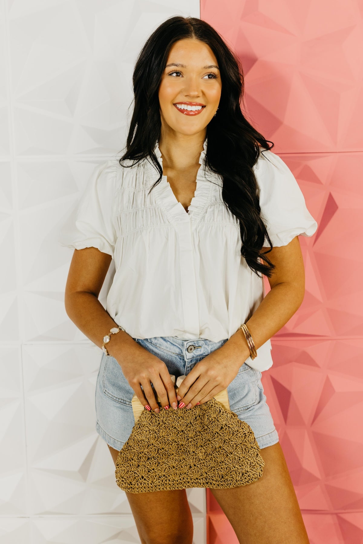 The Leonardo Smocked Yoke Poplin Blouse