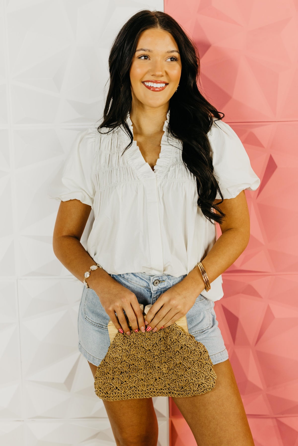 The Leonardo Smocked Yoke Poplin Blouse