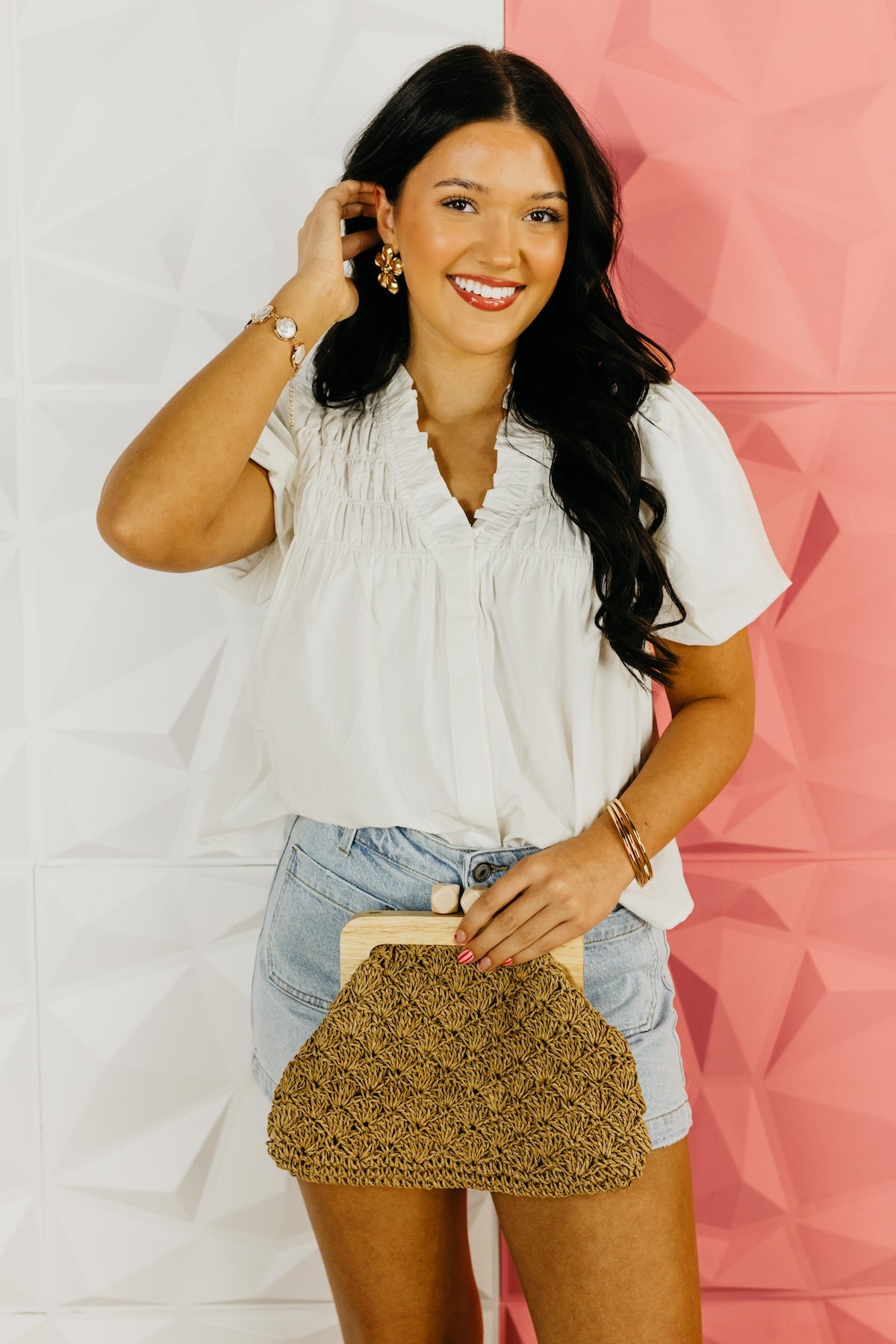 The Leonardo Smocked Yoke Poplin Blouse