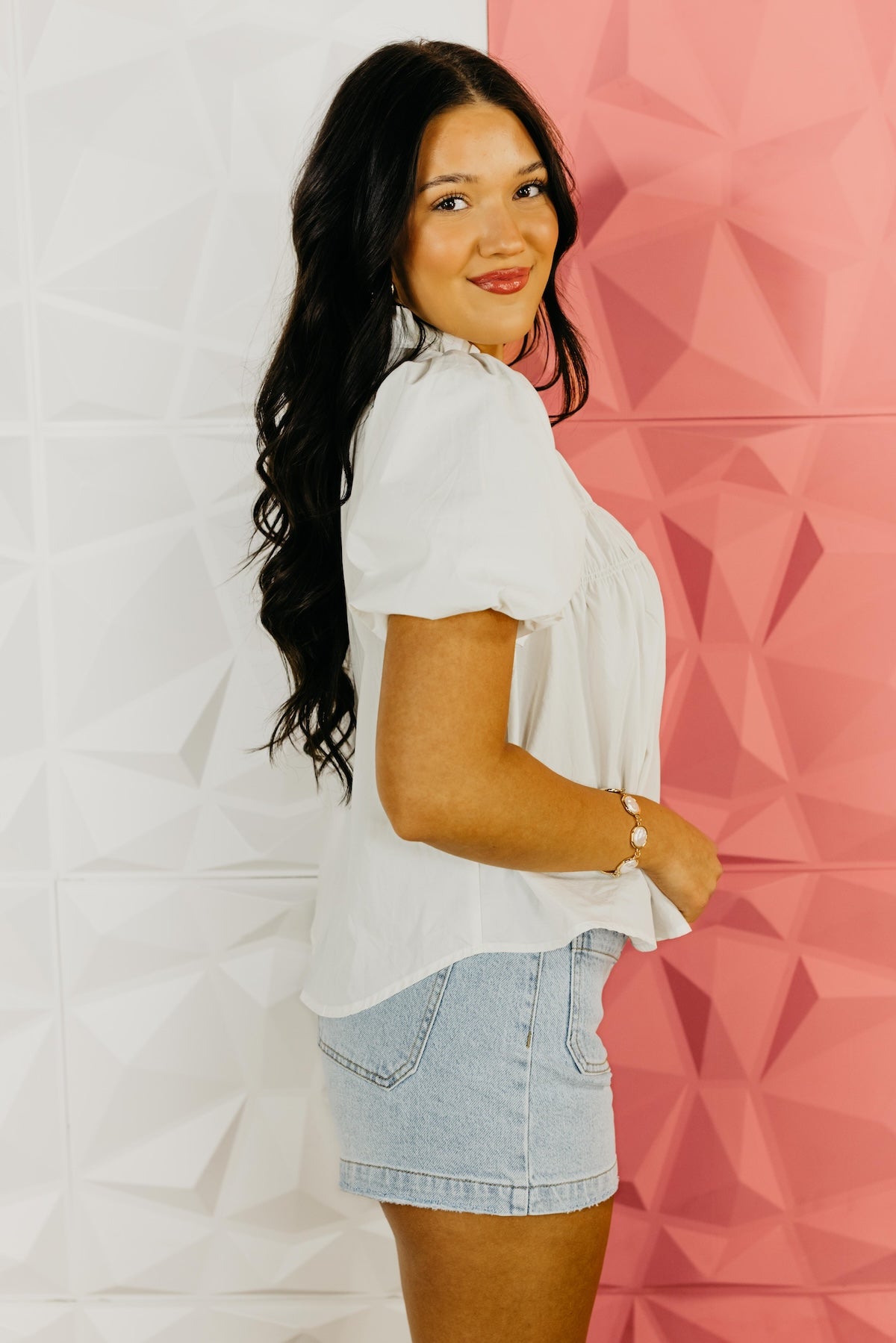 The Leonardo Smocked Yoke Poplin Blouse