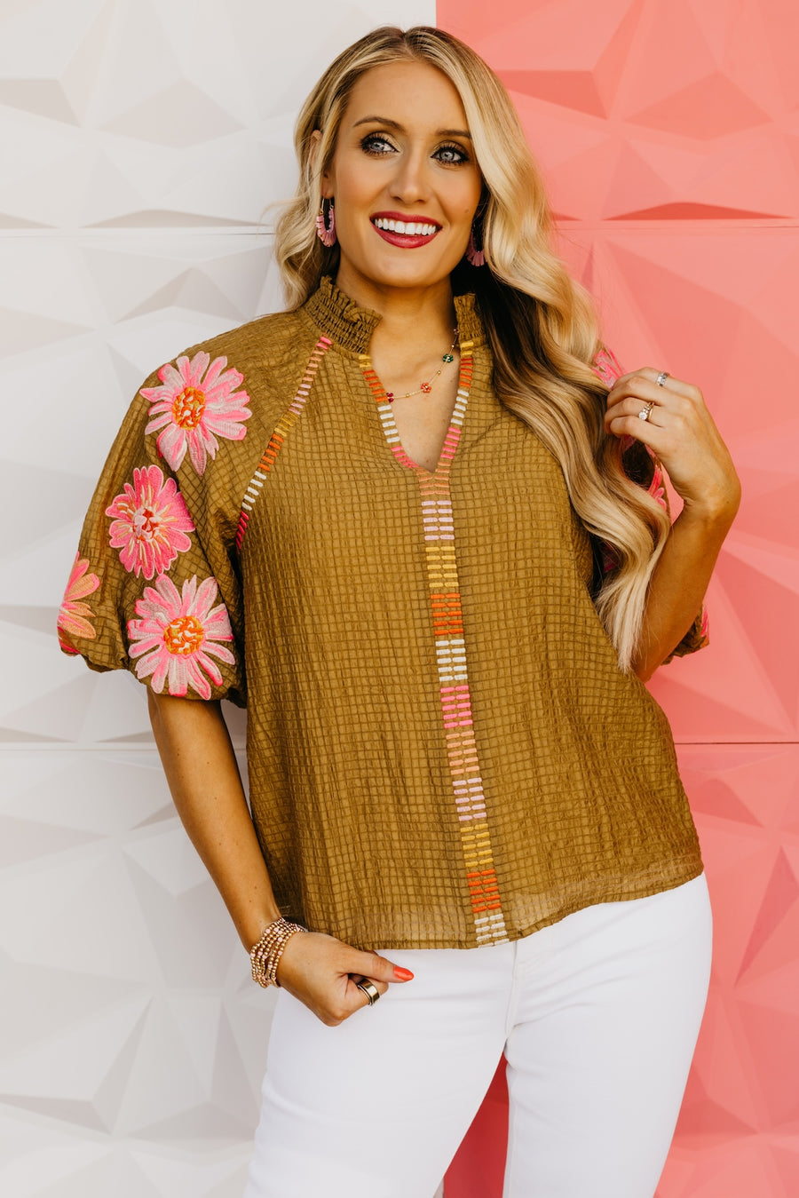 The Sierra Embroidered Puff Sleeve Top
