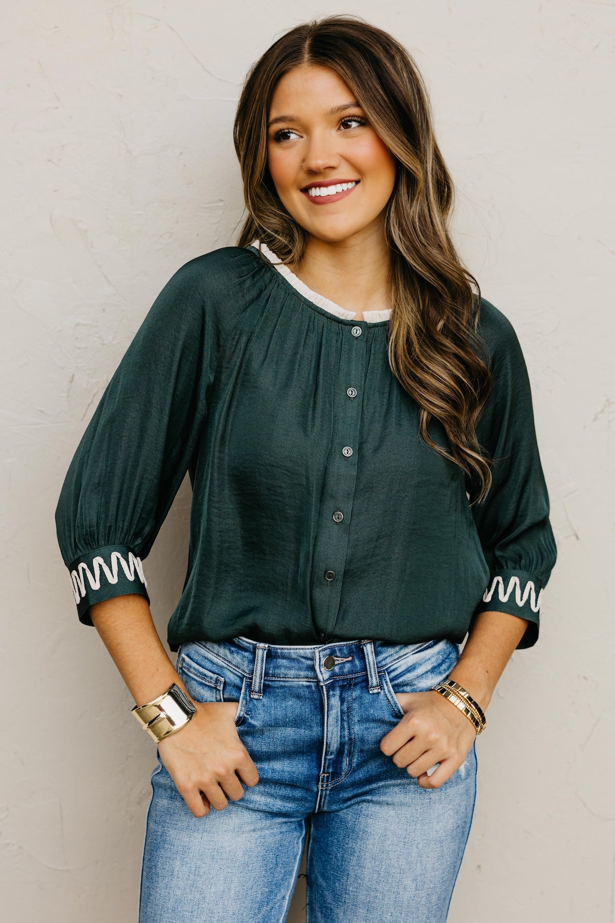 The Rylen Woven Embroidered Blouse