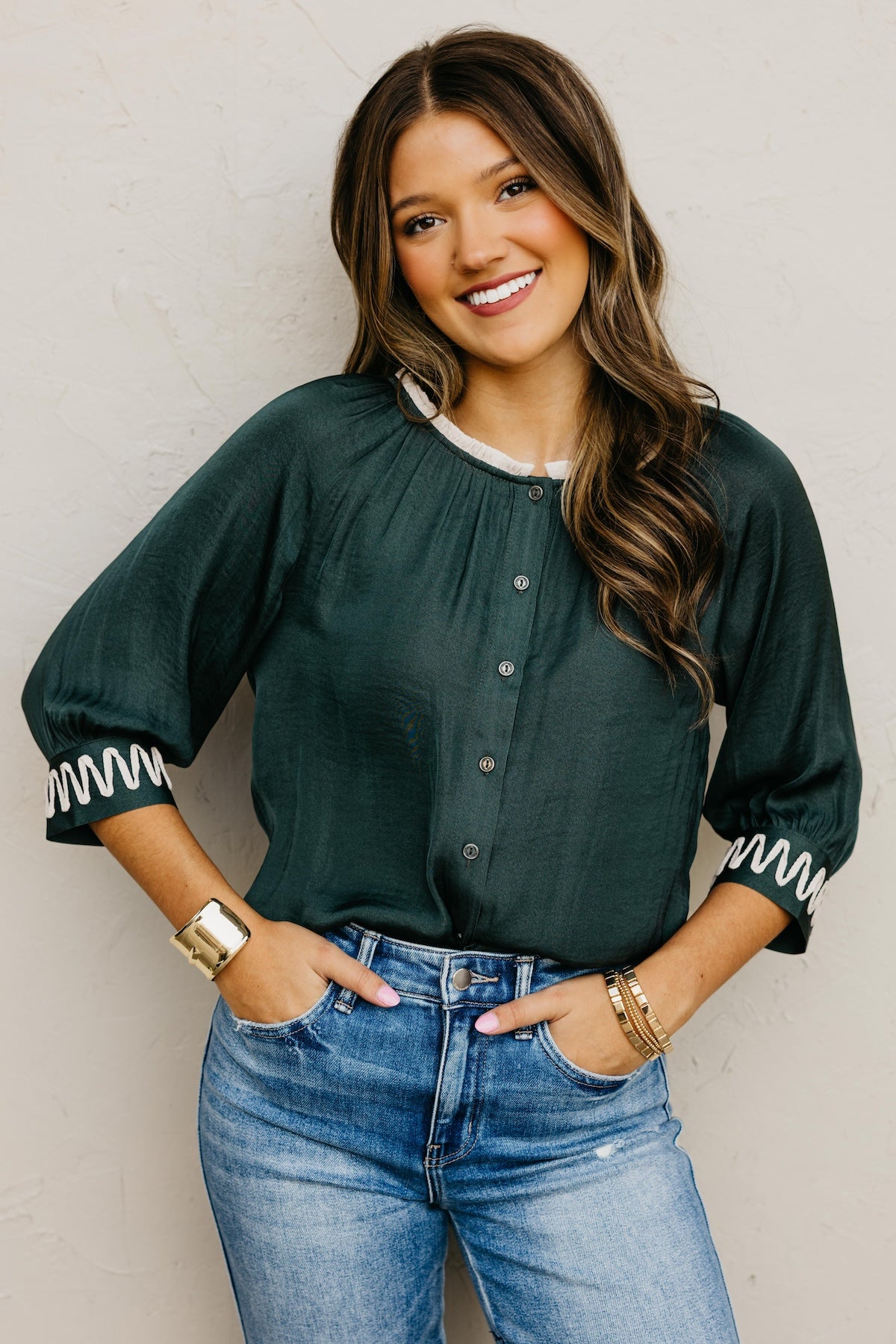 The Rylen Woven Embroidered Blouse