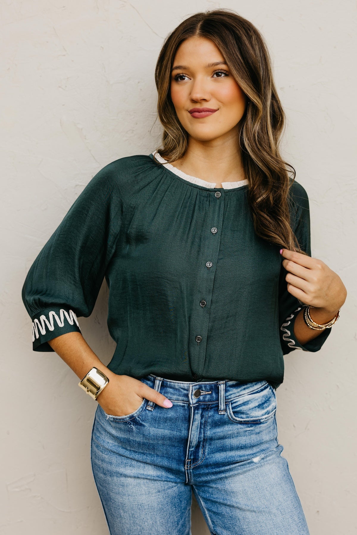 The Rylen Woven Embroidered Blouse