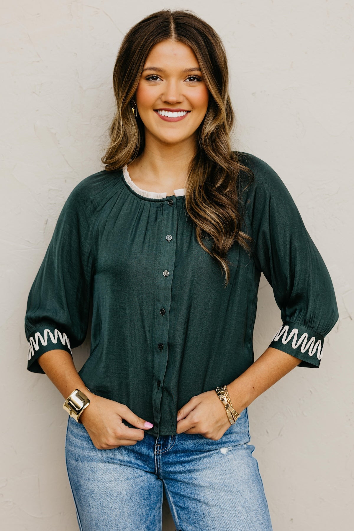 The Rylen Woven Embroidered Blouse