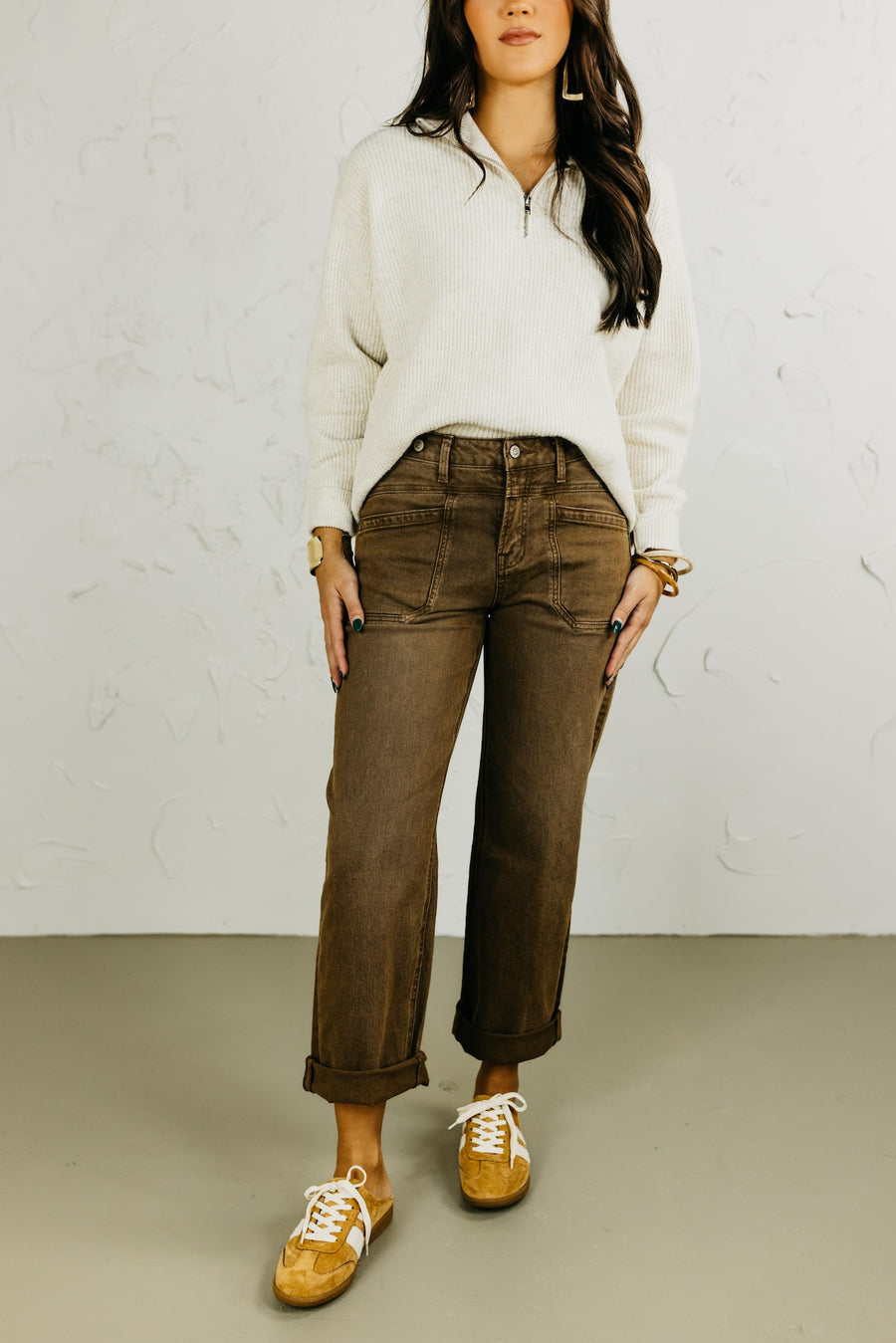 Flying Monkey | High Rise Slim Wide Leg Tab Denim