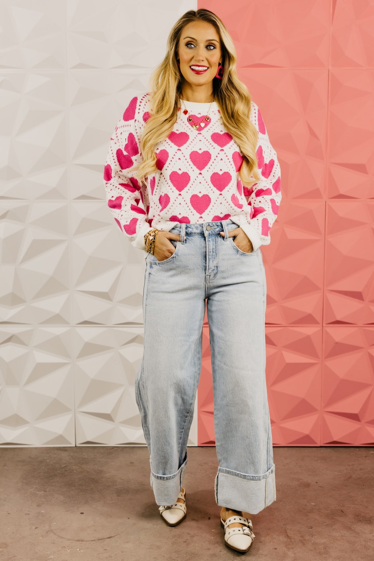 The Taylin Lattice Heart Sweater | MOD Boutique