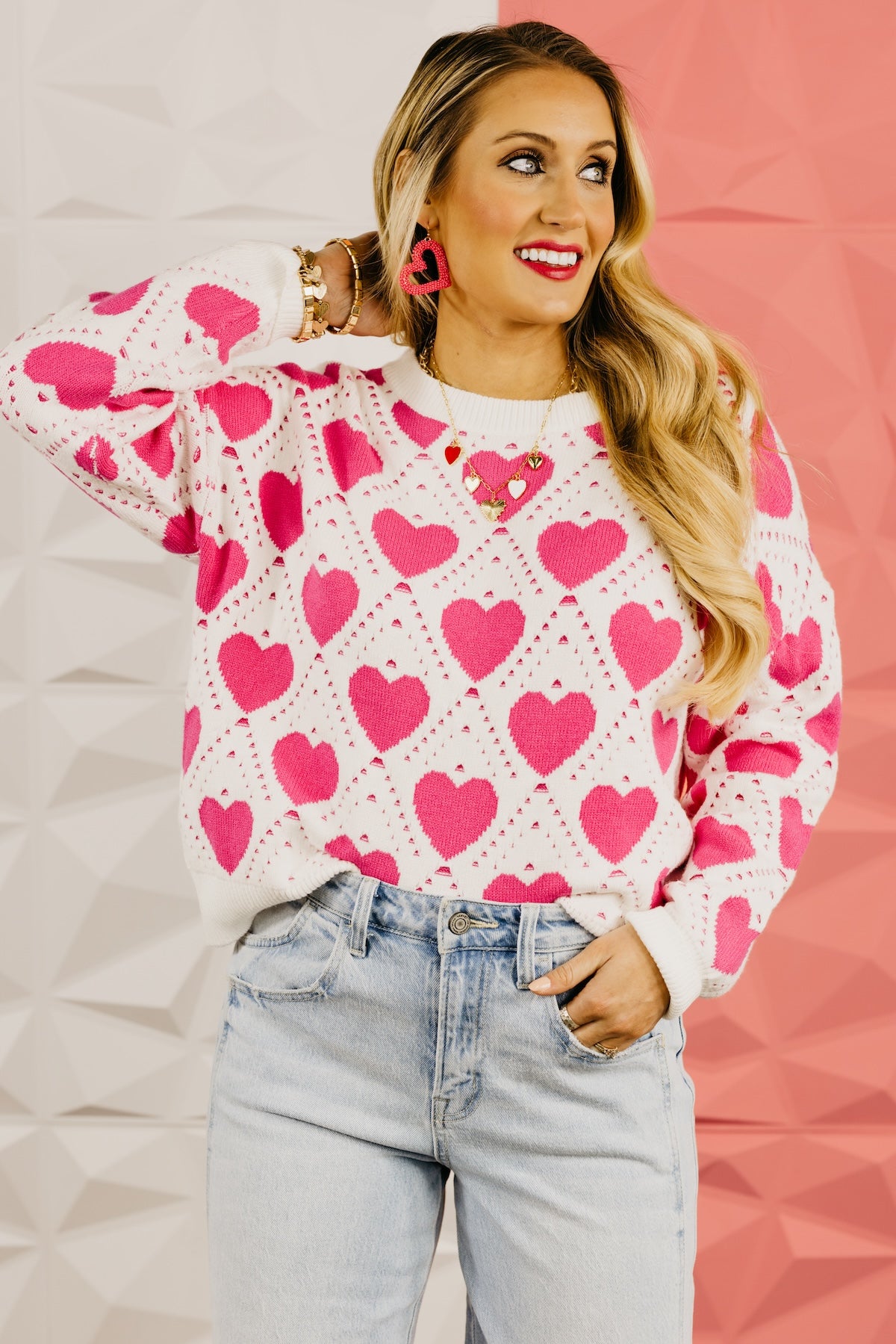The Taylin Lattice Heart Sweater | MOD Boutique