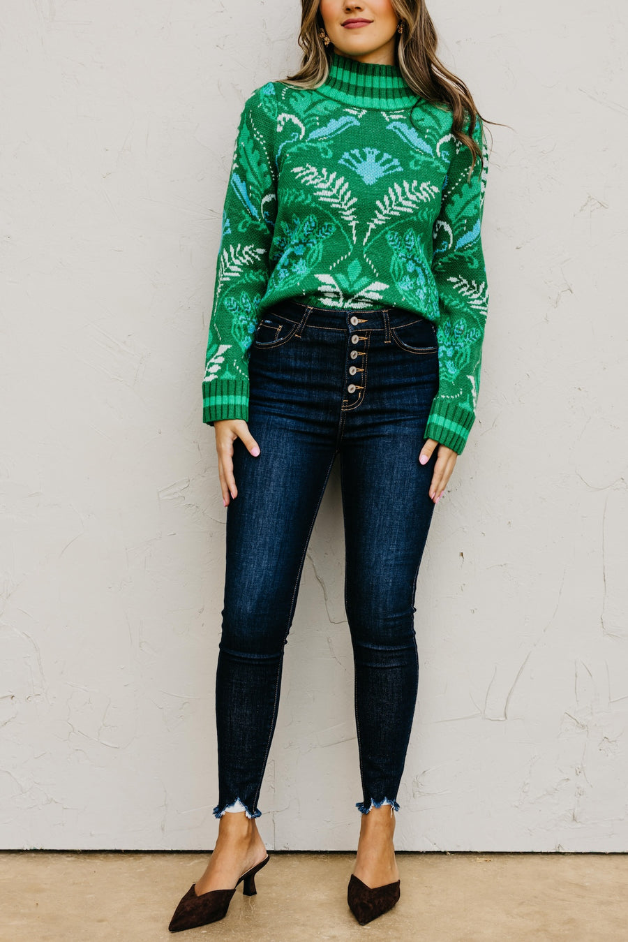 Kan Can 11 inch Button Front Dark Skinny Denim