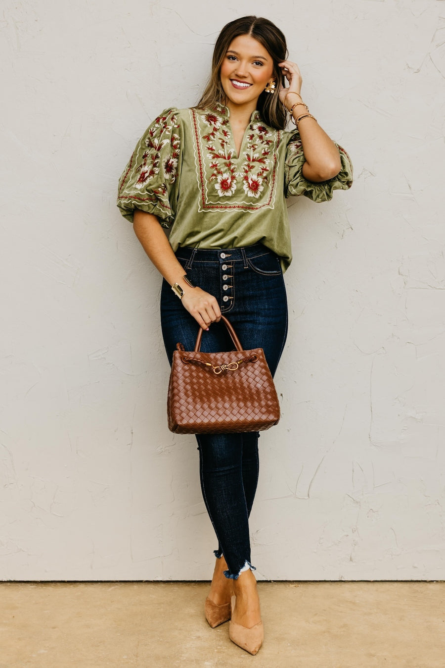 The Jessa Corduroy Embroidered Top