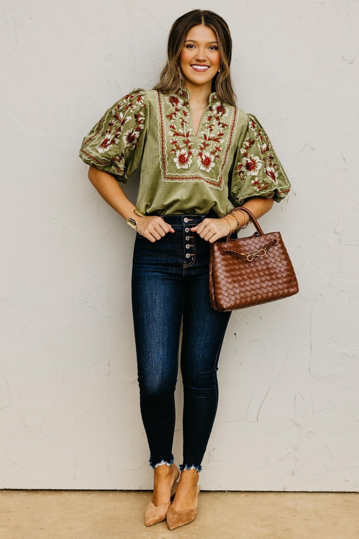 The Jessa Corduroy Embroidered Top