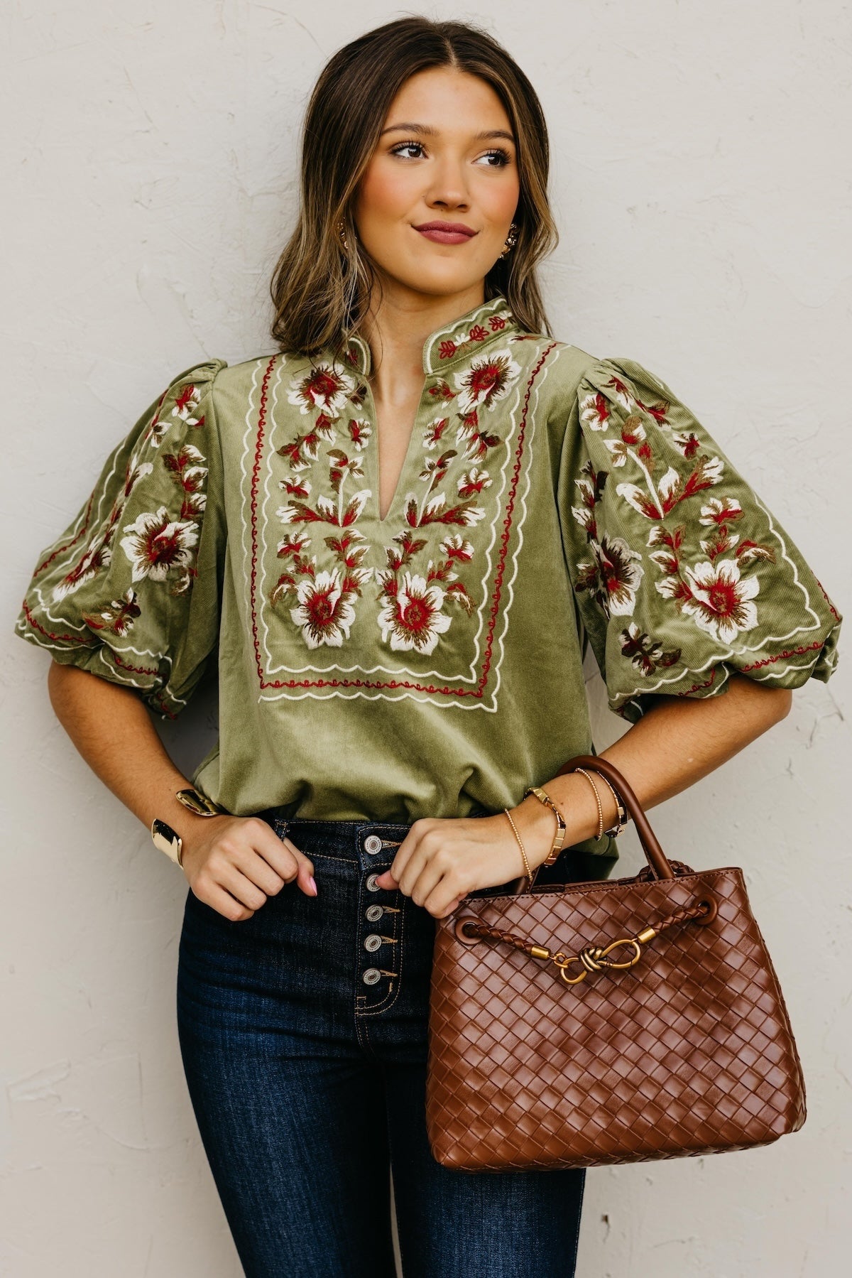 The Jessa Corduroy Embroidered Top