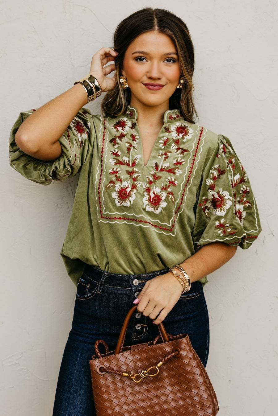 The Jessa Corduroy Embroidered Top
