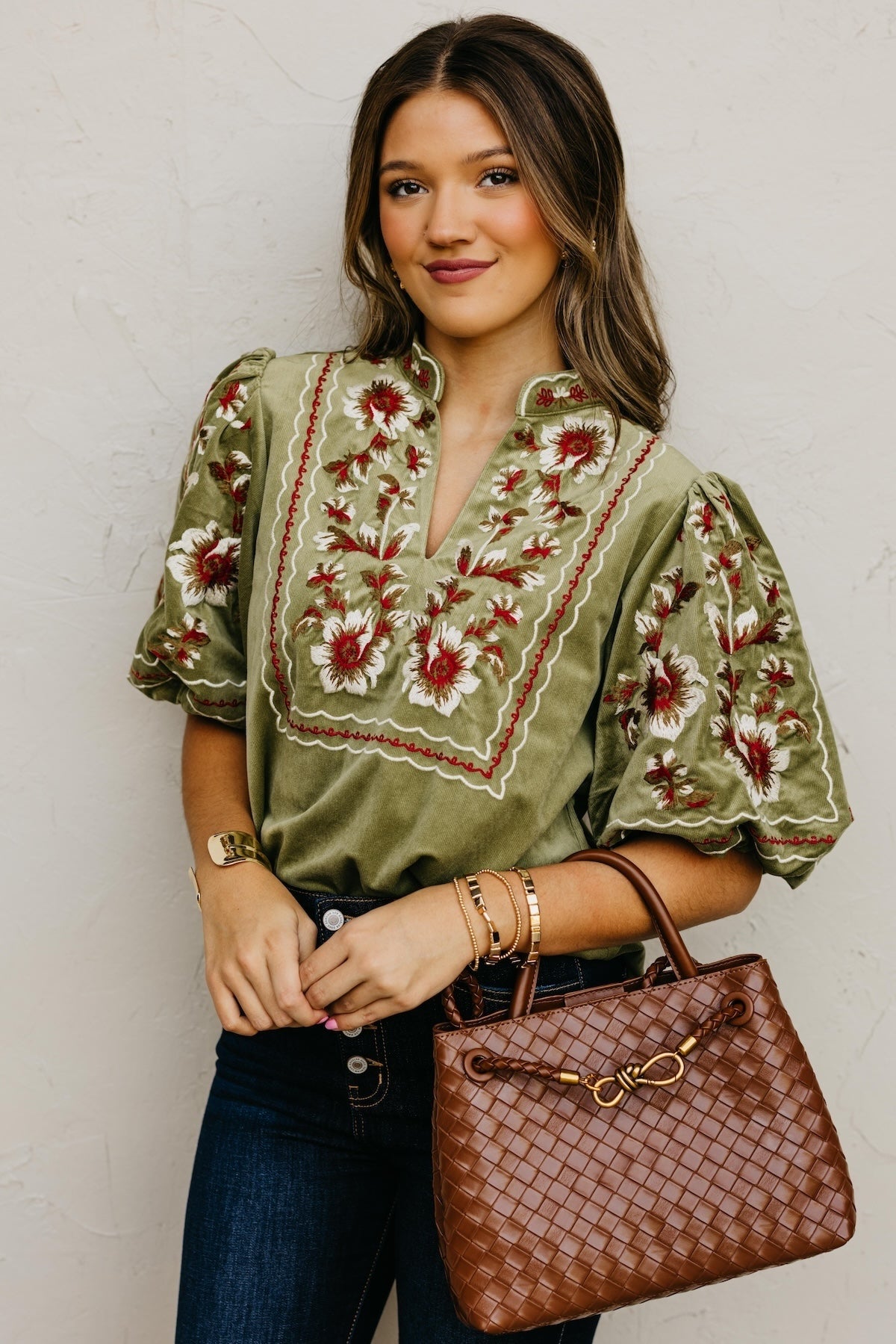 The Jessa Corduroy Embroidered Top