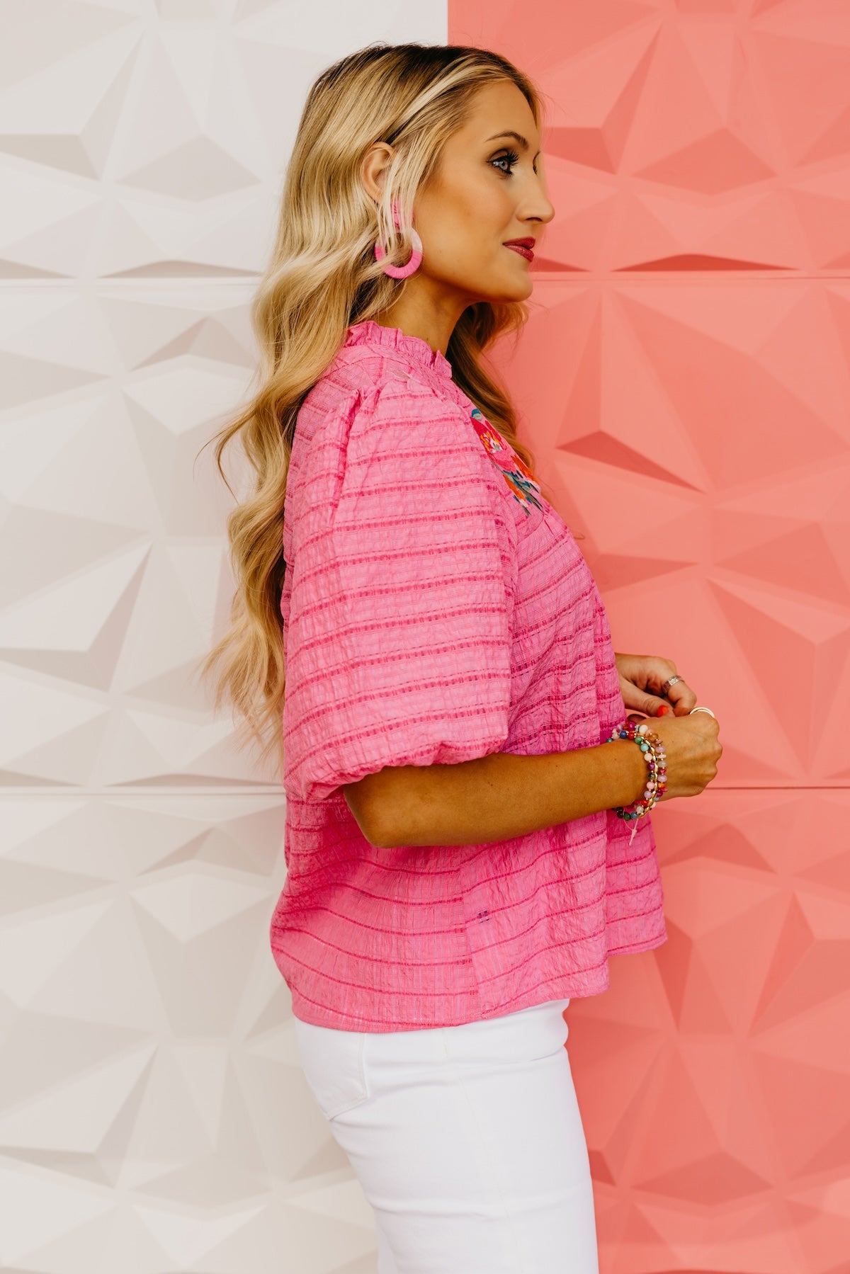 The Brynnlee Puff Sleeve Embroidered Top