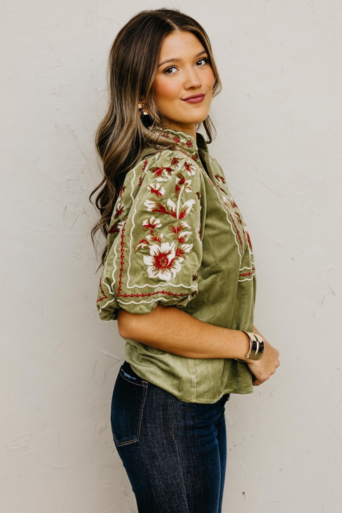The Jessa Corduroy Embroidered Top