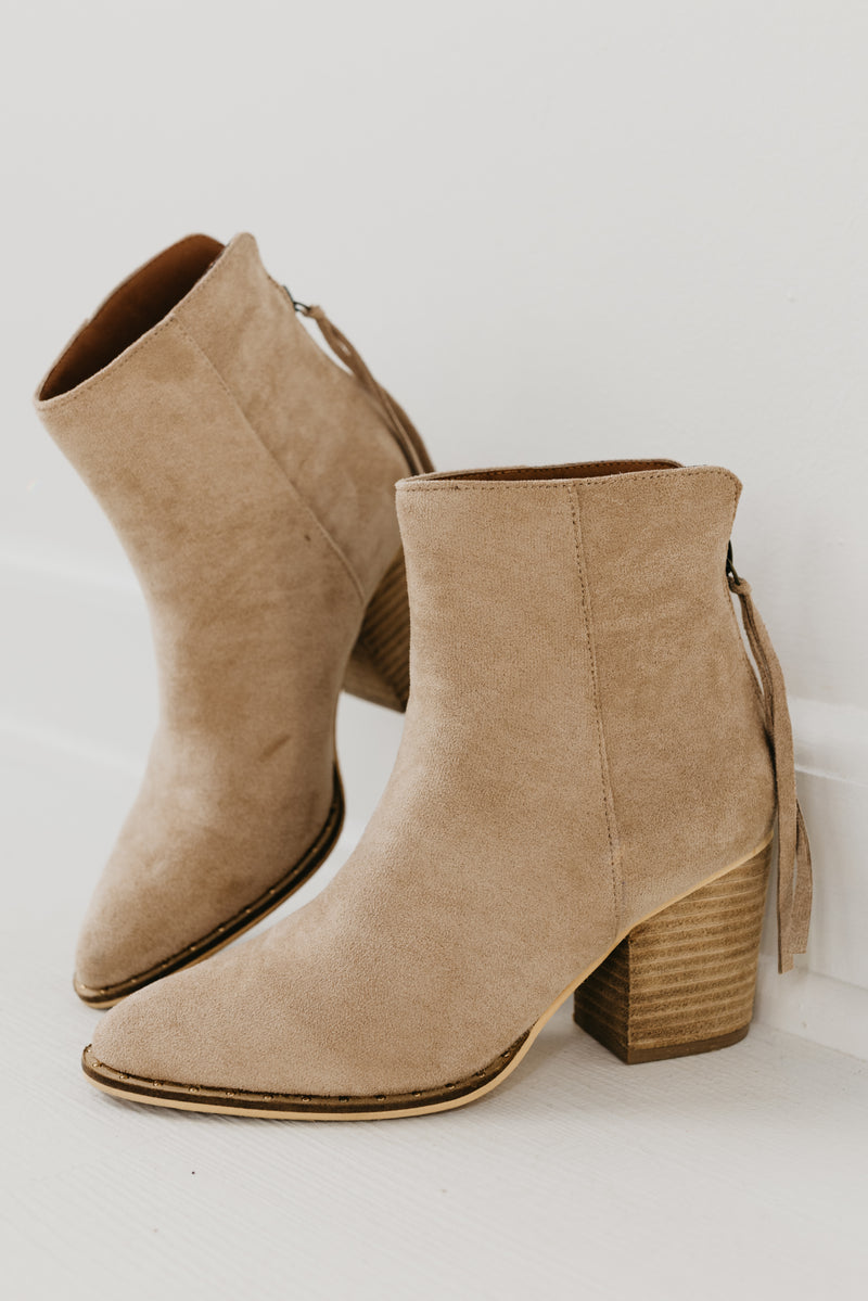 The Weslee Zipper Back Studded Bootie | Taupe