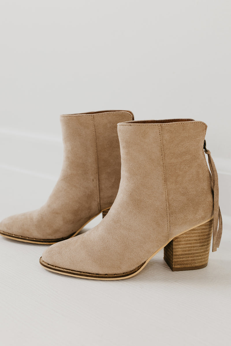 The Weslee Zipper Back Studded Bootie | Taupe
