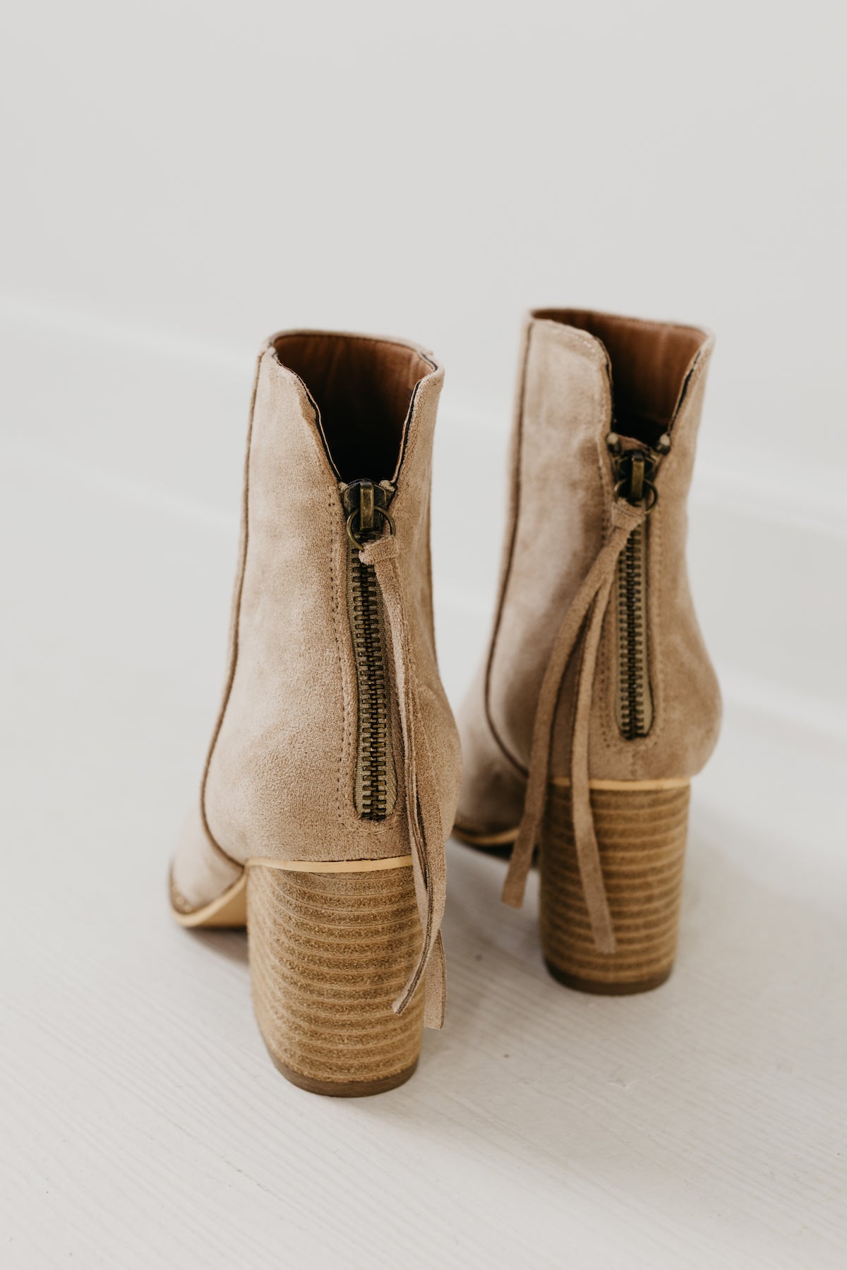 The Weslee Zipper Back Studded Bootie | Taupe  - FINAL SALE