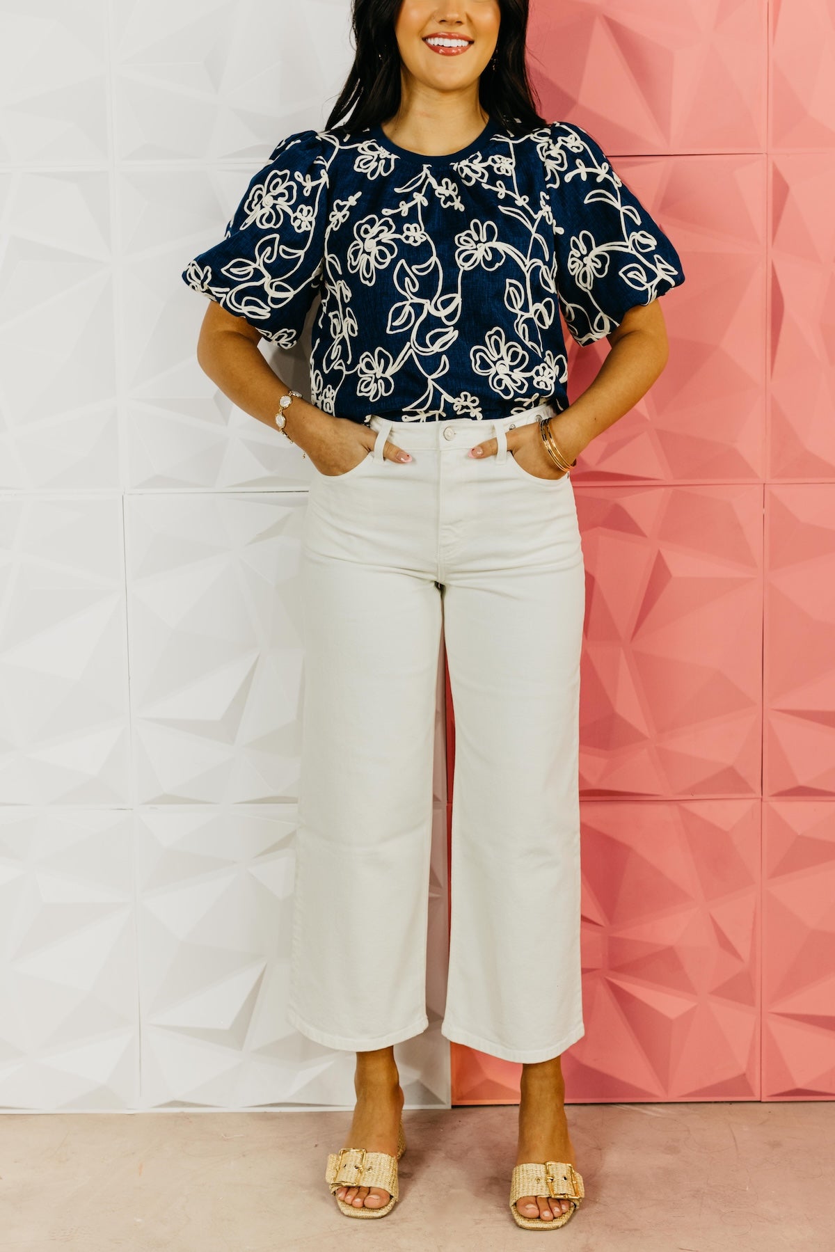 Kan Can Denim | Cream Cropped Wide Leg Tab Denim