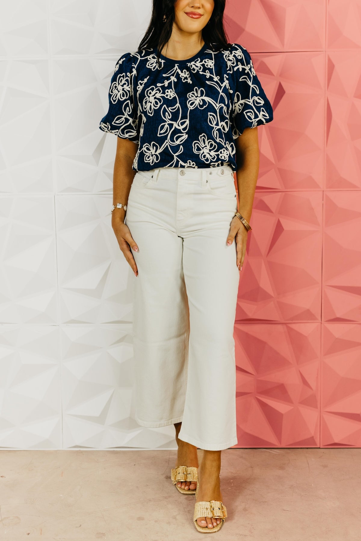 Kan Can Denim | Cream Cropped Wide Leg Tab Denim