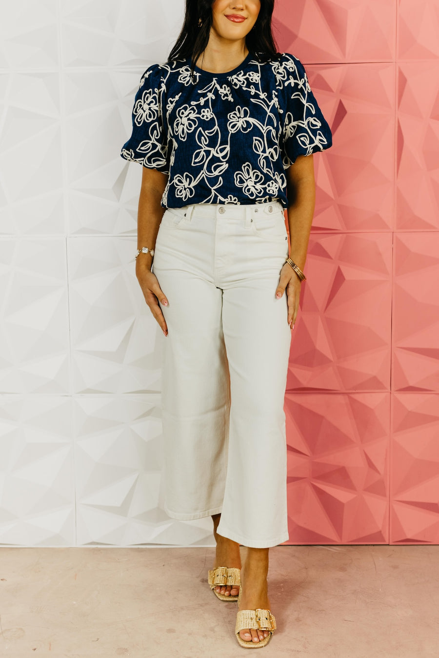 Kan Can Denim | Cream Cropped Wide Leg Tab Denim