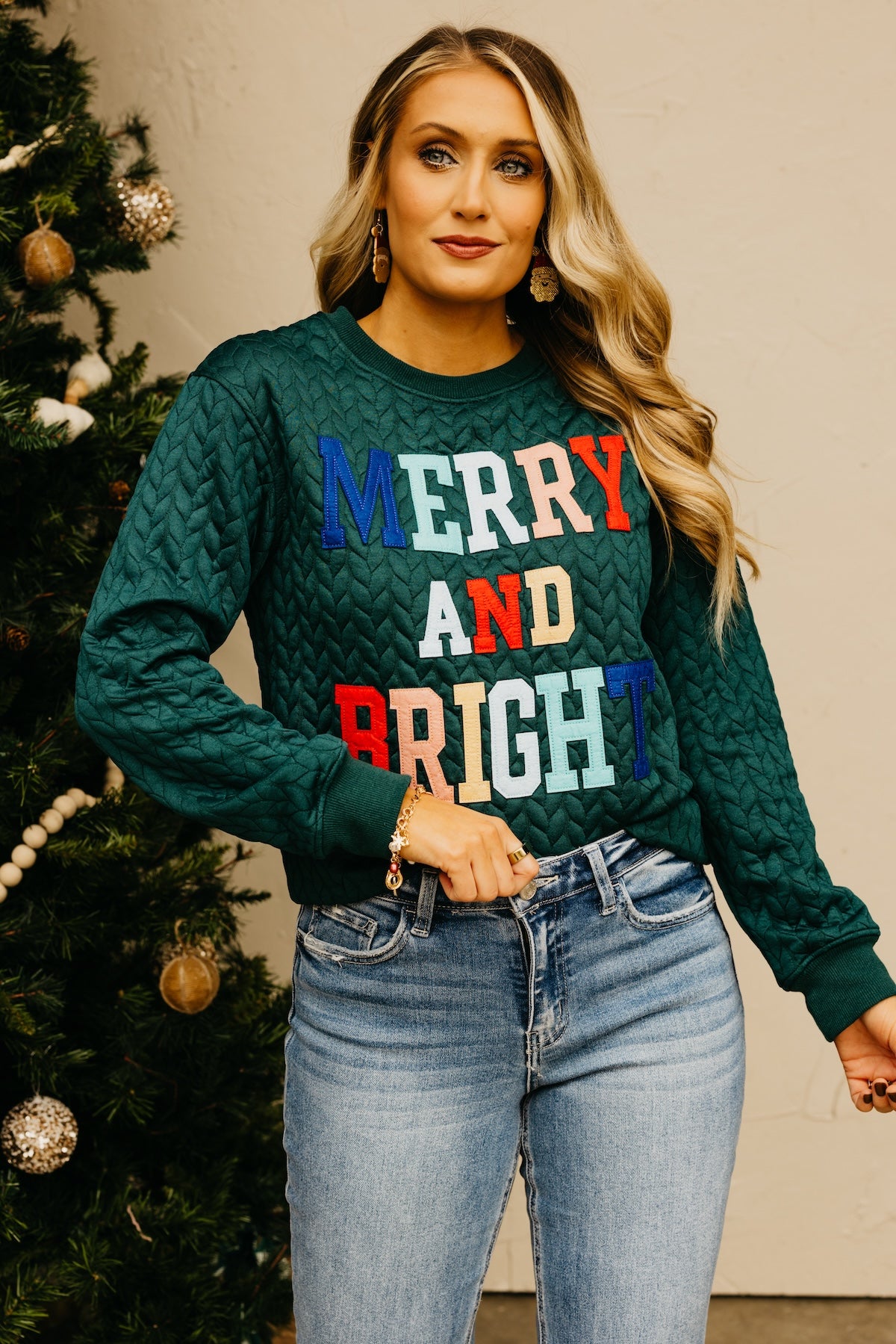 The Merry & Bright Quilted Sweater