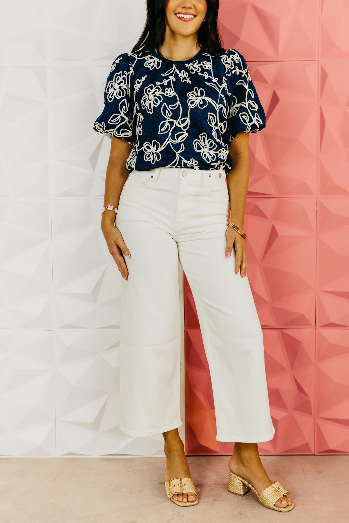 Kan Can Denim | Cream Cropped Wide Leg Tab Denim