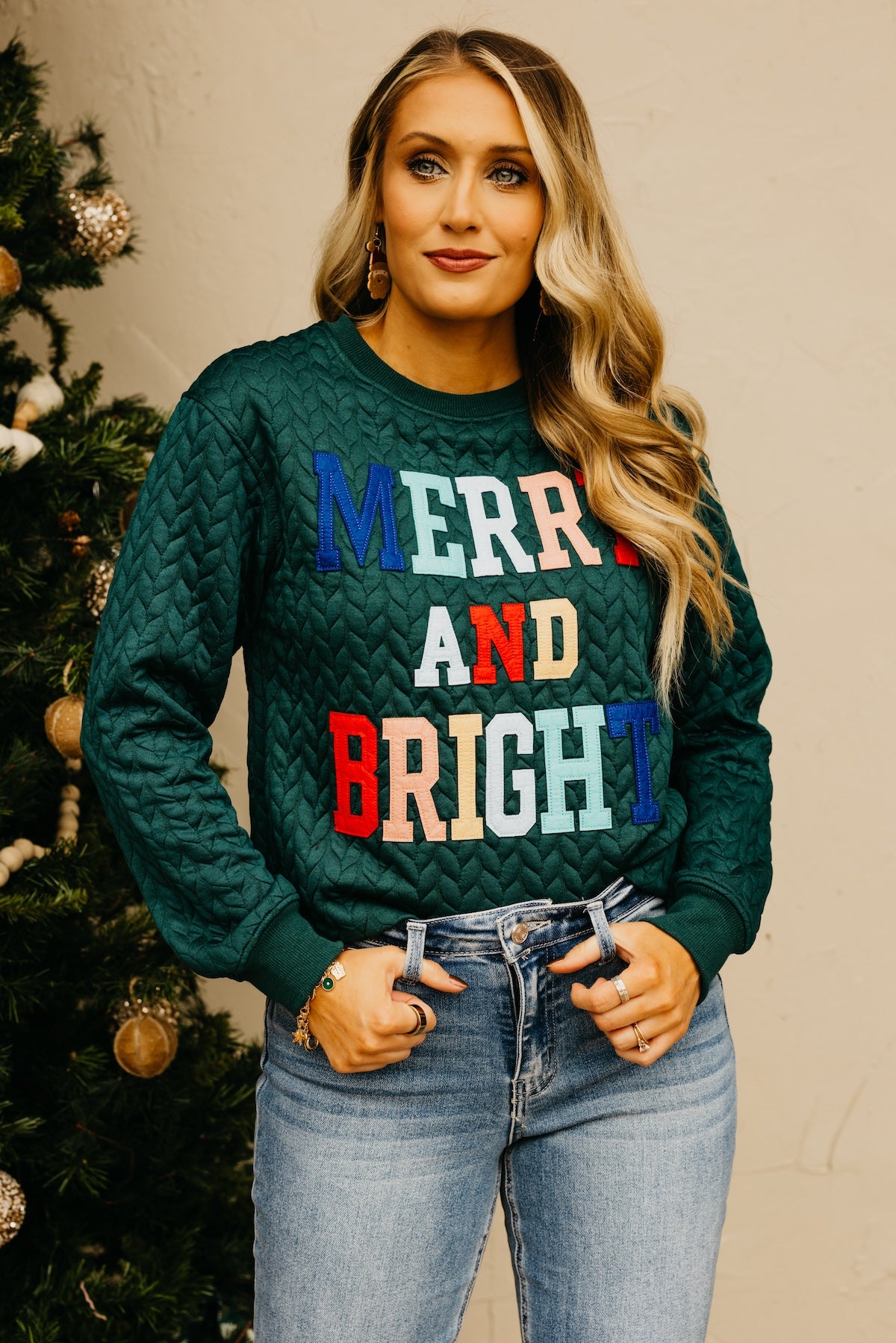The Merry & Bright Quilted Sweater