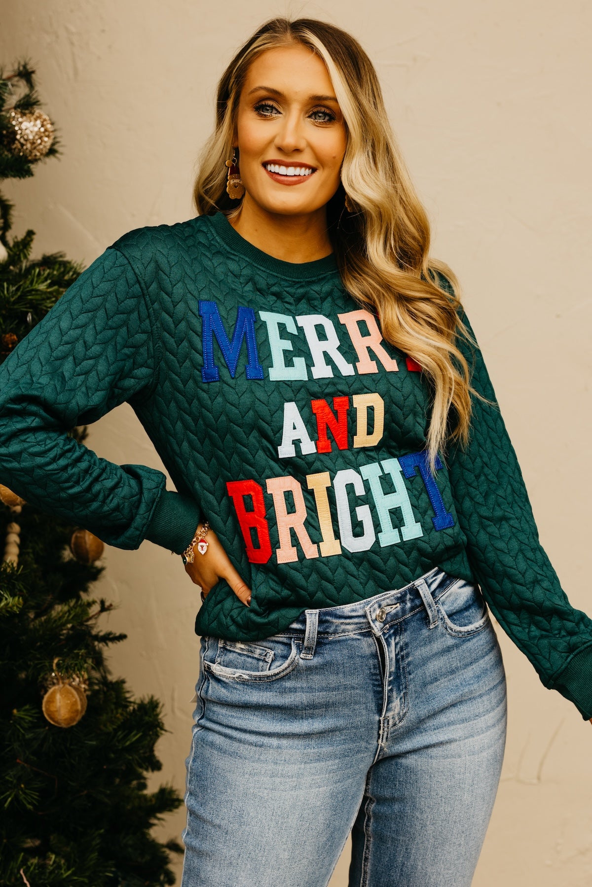 The Merry & Bright Quilted Sweater