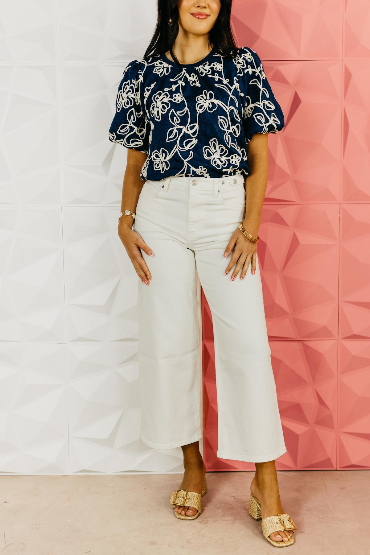 Kan Can Denim | Cream Cropped Wide Leg Tab Denim