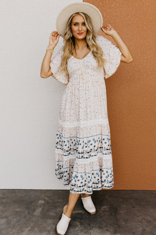 The Rona Smocked Bodice Midi Dress