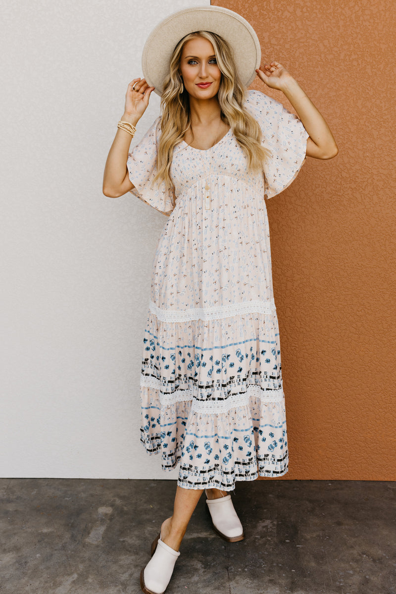 The Rona Smocked Bodice Midi Dress