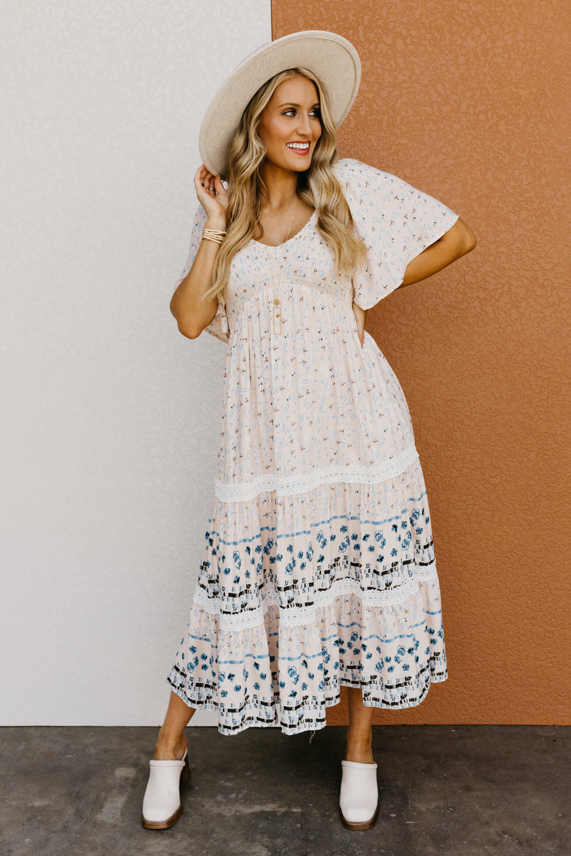 The Rona Smocked Bodice Midi Dress