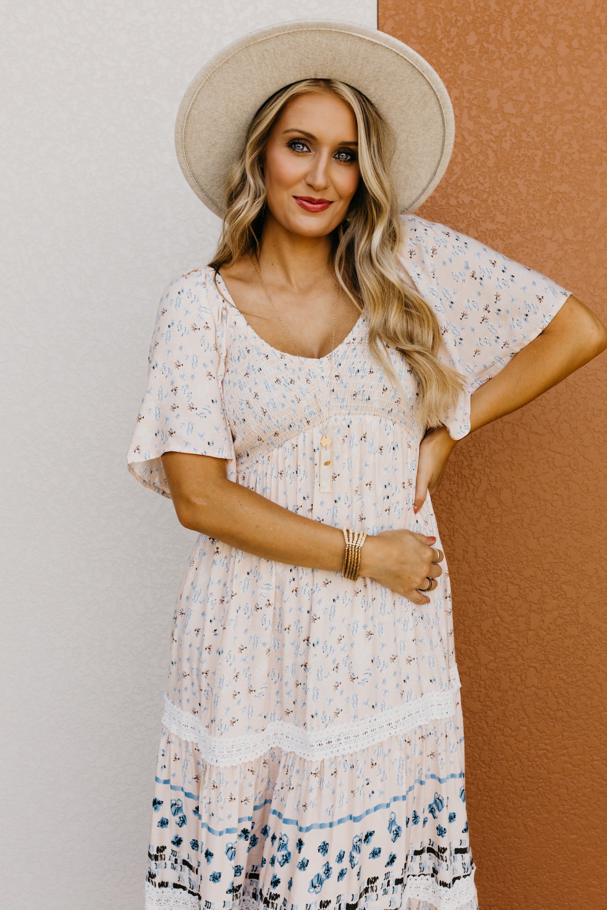 The Rona Smocked Bodice Midi Dress FINAL SALE MOD Boutique