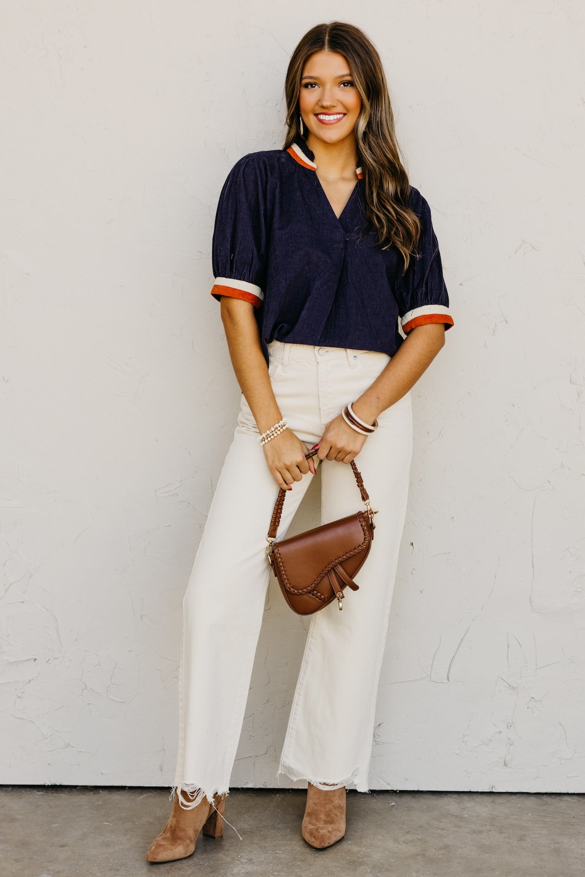 The Melonie Contrast Corduroy Top