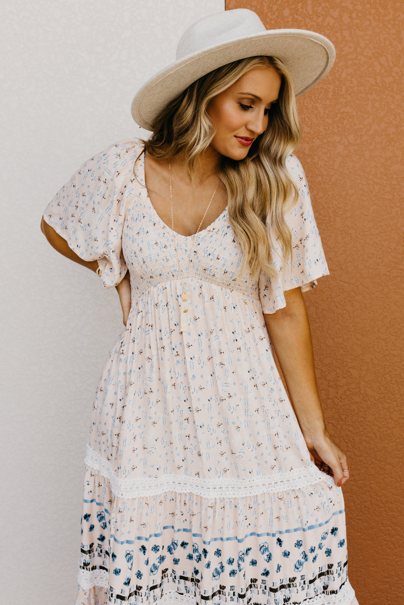 The Rona Smocked Bodice Midi Dress