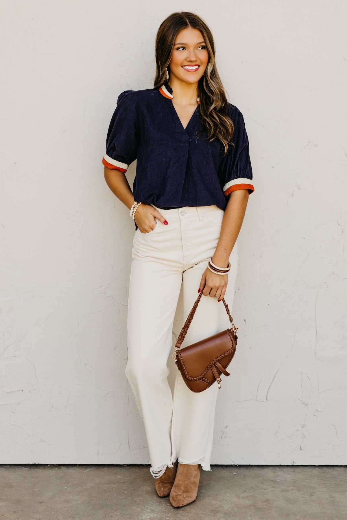The Melonie Contrast Corduroy Top