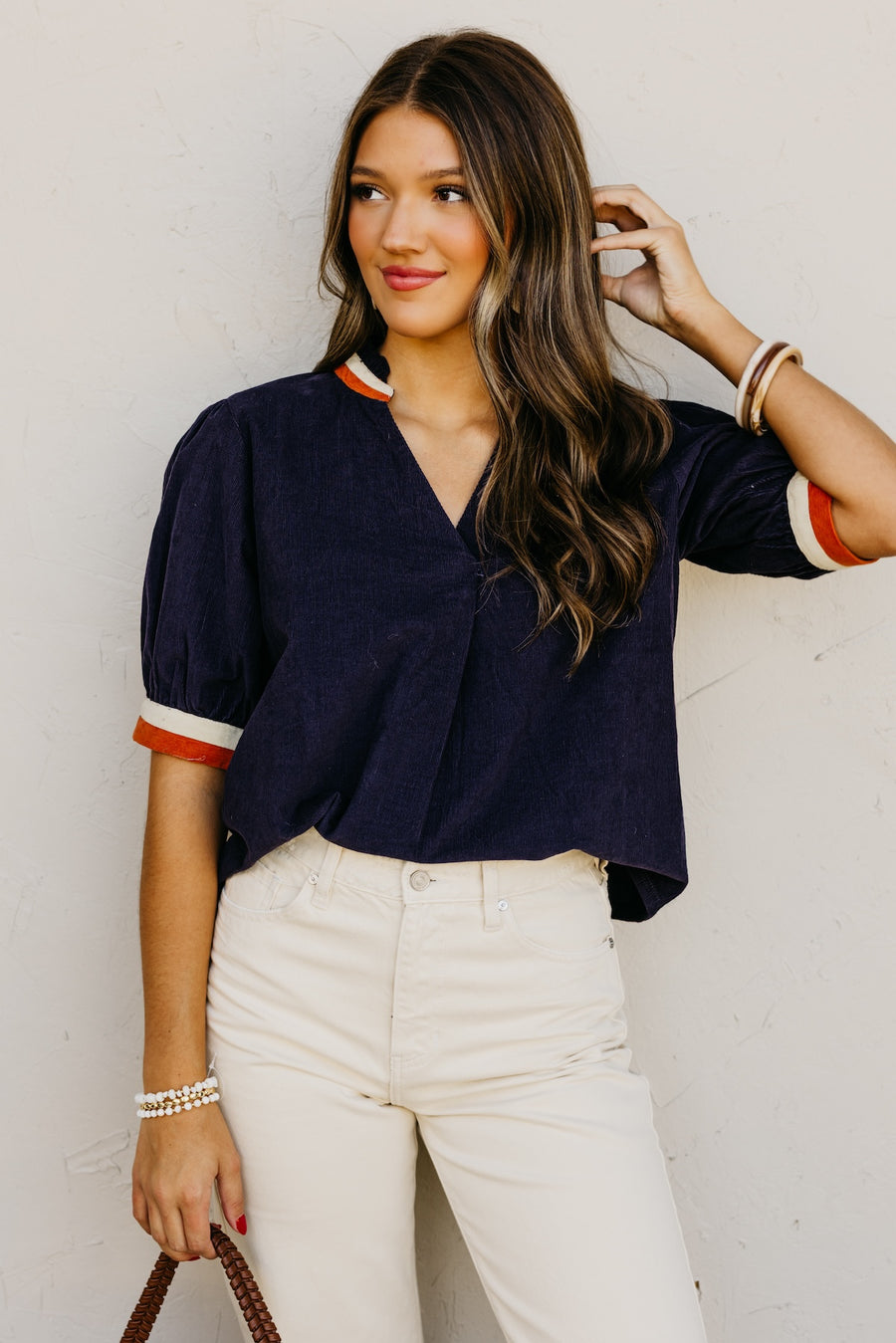 The Melonie Contrast Corduroy Top